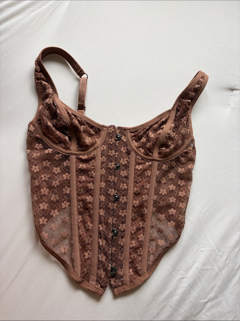 Urban Outfitters Brown Lace Boned Corset Top